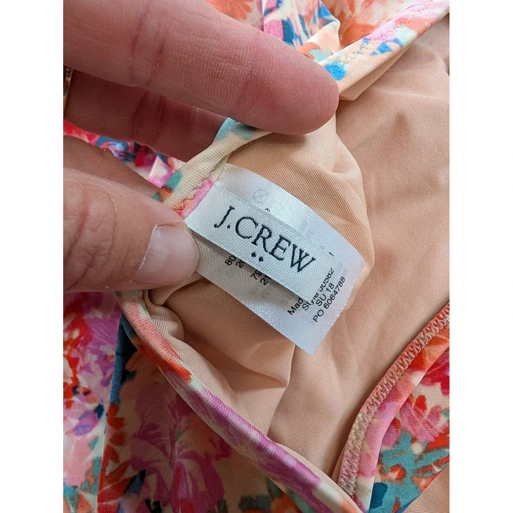 J. Crew Womens Floral Ruched Wrap Halter One Piece Swimsuit Multicolor medium M